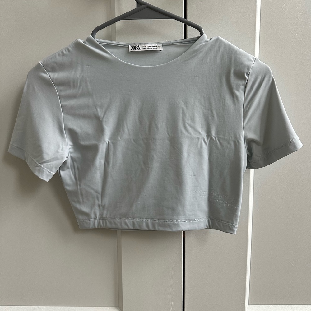 NWOT Zara Light Blue Crop Top